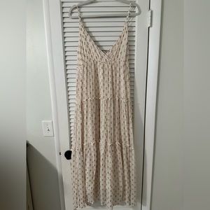 Cream and Gold Tiered Maxi Dress